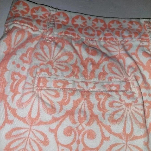Elle Peach Floral Print Women’s Stretch Cotton Chino Shorts Size 4 - Picture 6 of 8